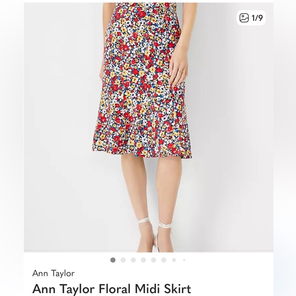 Ann Taylor Multicolor Floral A-Line Skirt